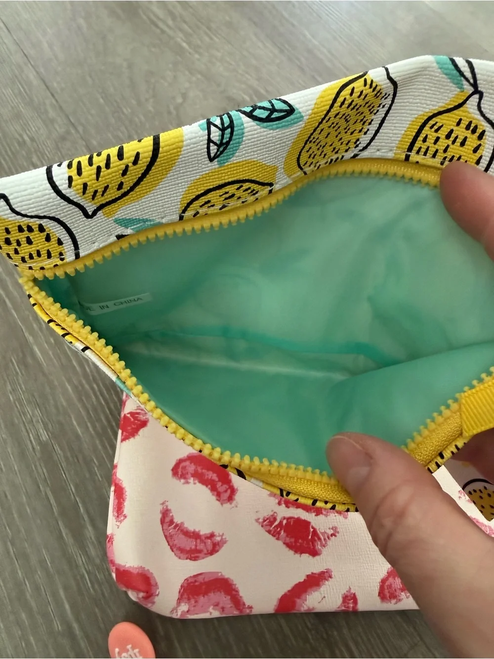 Set of 3 Women's Printed Cosmetic Pouches - Lemon, Lip Print, Tropical